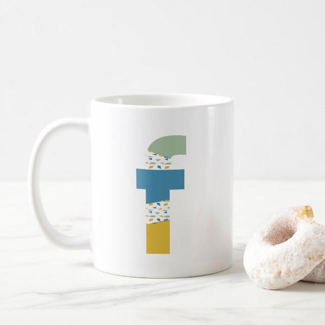 Mug Lettre Abstraite moderne F Monogramme initial (Avec donut)