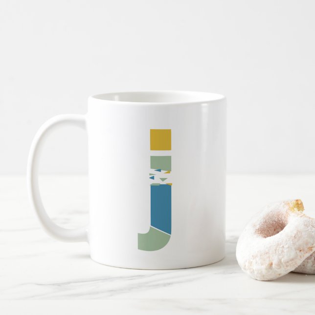 Mug Lettre Abstraite moderne J Monogramme Initial (Avec donut)
