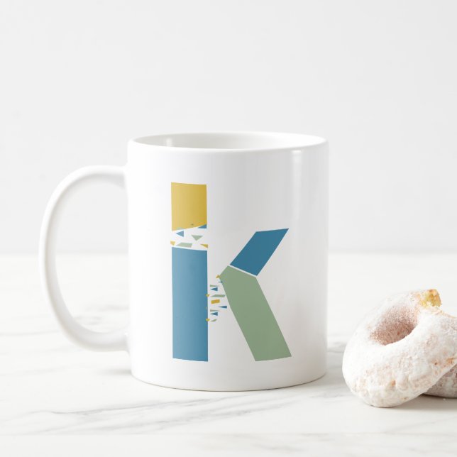 Mug Lettre Abstraite moderne K Monogramme initial (Avec donut)