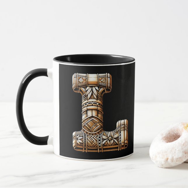 Mug LETTRE ALOHA ROYENNE L Personnalisée Initiale (Avec donut)