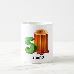 Mug Lettre alphabet S Arbre S Amusant Arbre Stump Art