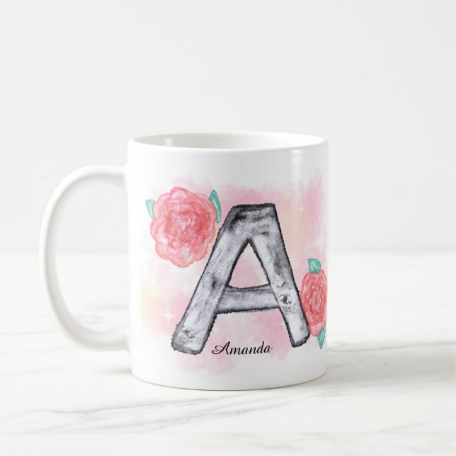 Mug LETTRE AQUATICOLE Florale A (Gauche)