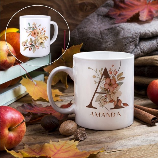 Mug LETTRE AQUATIQUE Florale Rustique A (Créateur téléchargé)