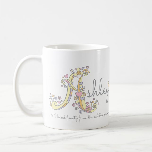 Mug Lettre Ashley Un nom signifiant muqueuse monogramm (Gauche)