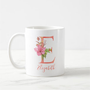 Mug Lettre assez rose "E " d'aquarelle