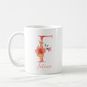 Mug Lettre assez rose "F " d'aquarelle