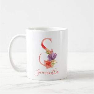 Mug Lettre assez rose "S " d'aquarelle