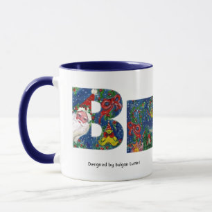 MUG LETTRE B DE NOËL / MONOGRAMME DE RIBON ROUGE PÈRE