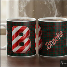 Lettre B de Noël rayée de bonbon canne à sucre bri