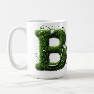 Mug Lettre B Herbe Verte Avec Balle De Golf, Club