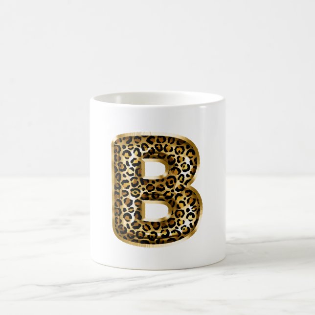 Mug Lettre B Impression Léopard Noir Or (Centre)