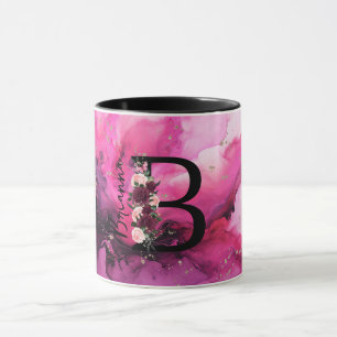 Mug Lettre B Monogramme en Marbre Rose et Violet