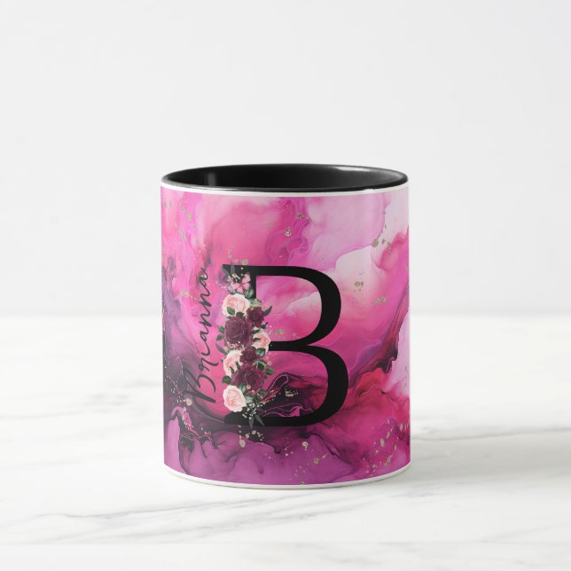Mug Lettre B Monogramme en Marbre Rose et Violet (Centre)