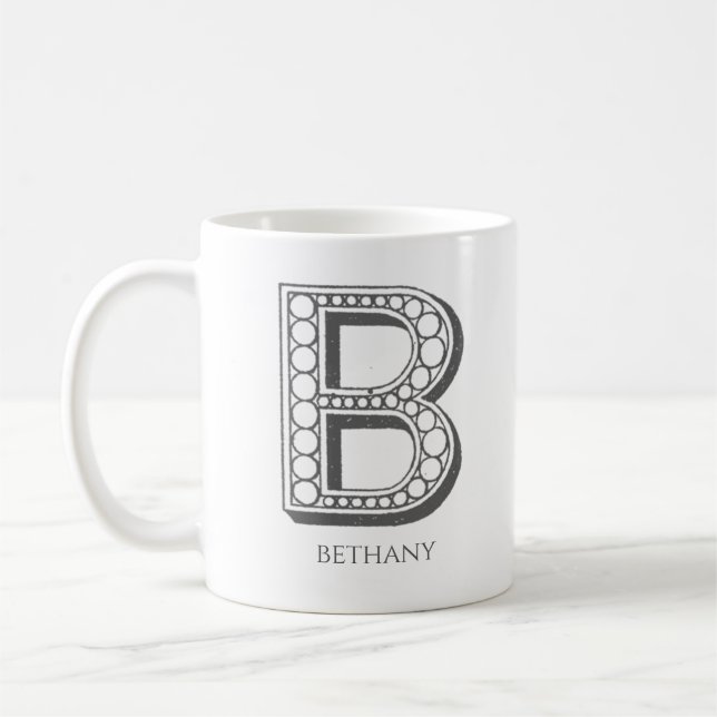 Mug Lettre B Monogramme Nom moderne (Gauche)