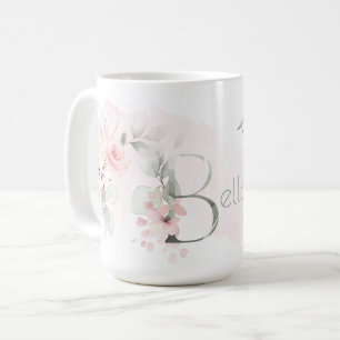 Mug Lettre B Monogramme rose rose rose pâle