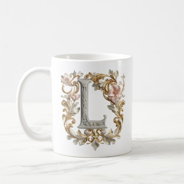 Mug Lettre Baroque 'L' pour une Princesse du Café (Gauche)