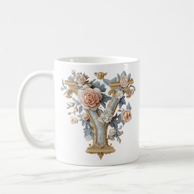 Mug Lettre Baroque 'Y' pour une Princesse du Café (Gauche)