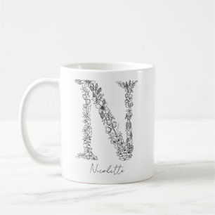 Mug LETTRE BLANCHE MOYENNE BOtanique FLEUVE NOIRE N