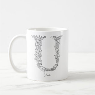 Mug LETTRE BLANCHE MOYENNE BOtanique FLEUVE NOIRE U