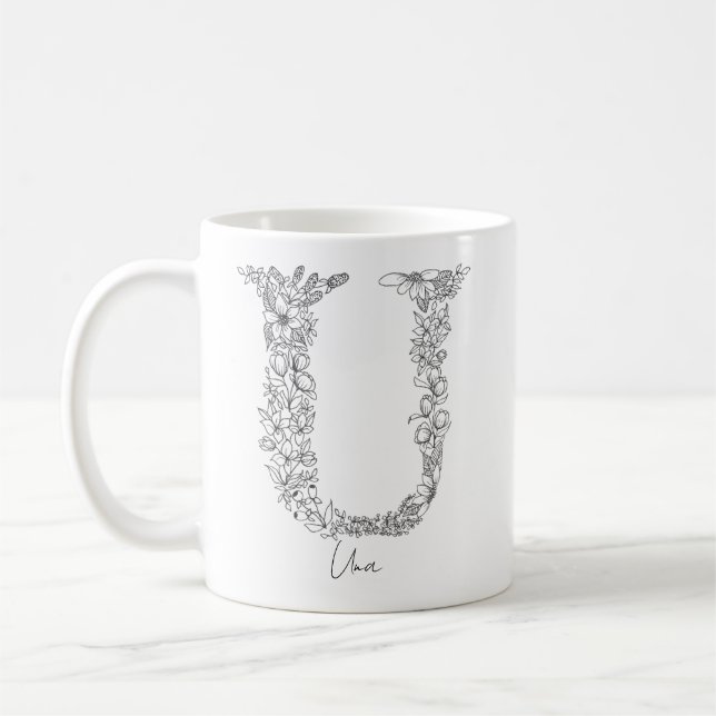 Mug LETTRE BLANCHE MOYENNE BOtanique FLEUVE NOIRE U (Gauche)