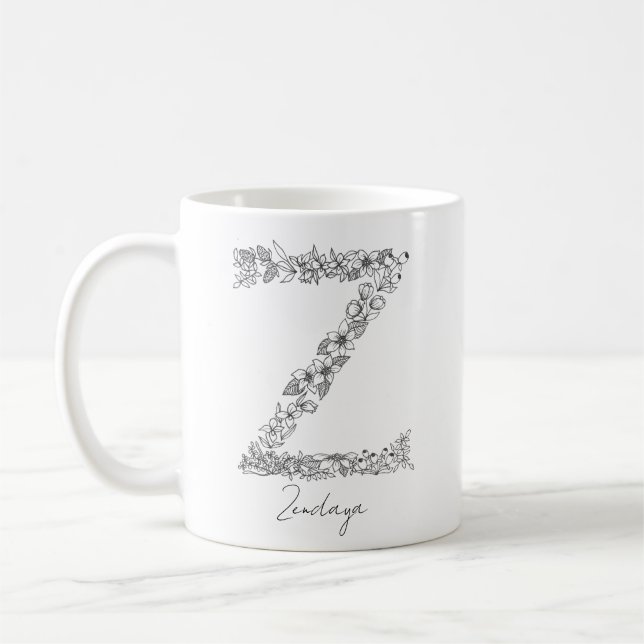 Mug LETTRE BLANCHE MOYENNE BOtanique FLEUVE NOIRE Z (Gauche)