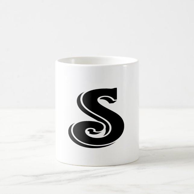 Mug LETTRE BLANCHE NOIR S MONogramme (Centre)