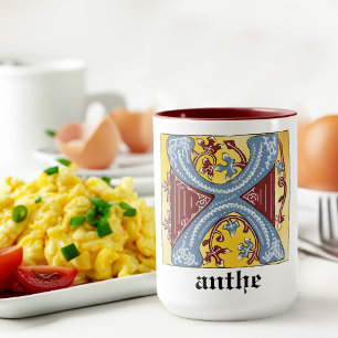 MUG LETTRE BLEUE ET ROUGE MOYENNE ÉCLAIRÉE X