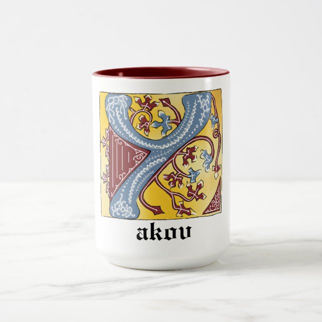 MUG LETTRE BLEUE MOYENNE ET ROUGE LIVRE ÉCLAIRÉ Y (Centre)