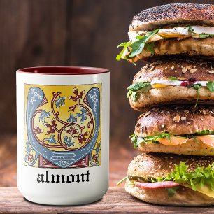 MUG LETTRE BLEUE MOYENNE ET ROUGE VOIE ÉCLAIRÉE V