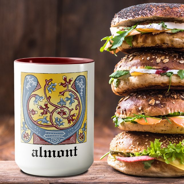 MUG LETTRE BLEUE MOYENNE ET ROUGE VOIE ÉCLAIRÉE V (Créateur téléchargé)