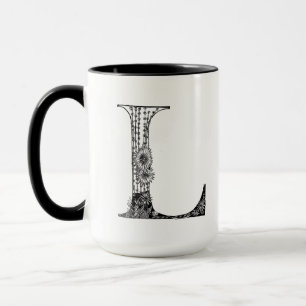 Mug Lettre botanique L Mug, Art d'Elizabeth Sampson