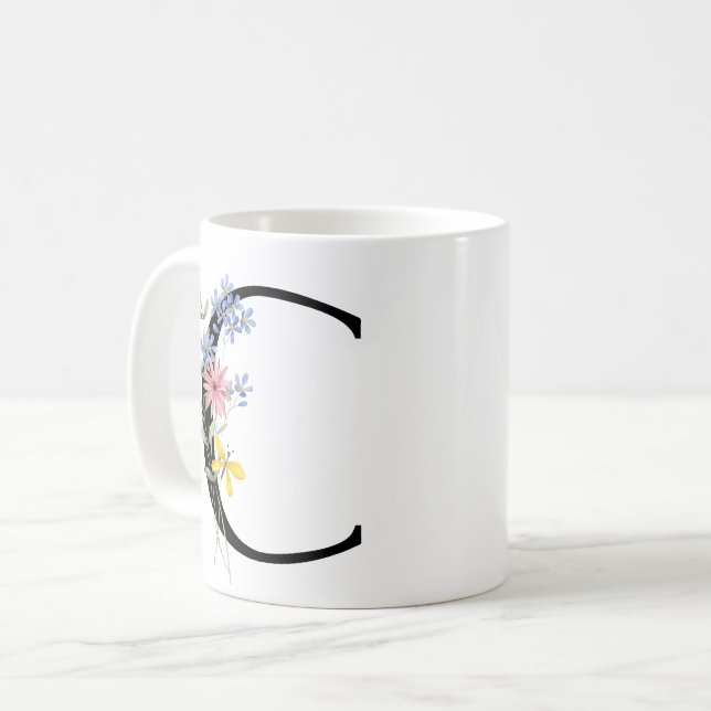 Mug Lettre C avec des fleurs (Devant gauche)