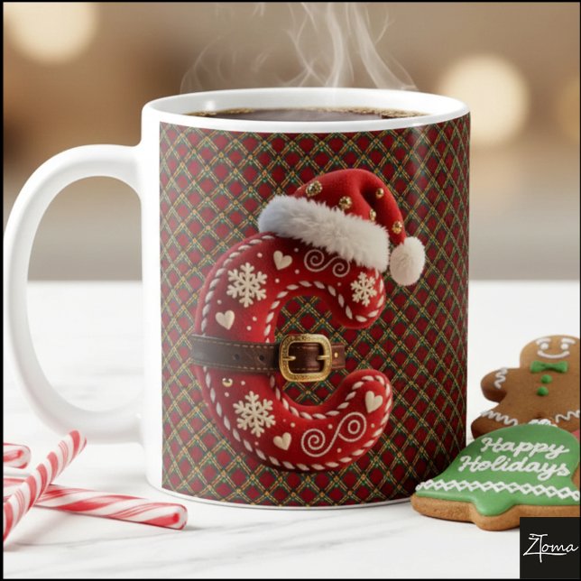 Mug Lettre C avec une garniture dorée pastel superposé (Créateur téléchargé)