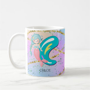 Mug Lettre C Monogramme Aquarelle mignonne Sirène