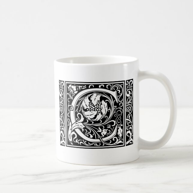 Mug Lettre C Monogramme médiéval Art Nouveau (Droite)