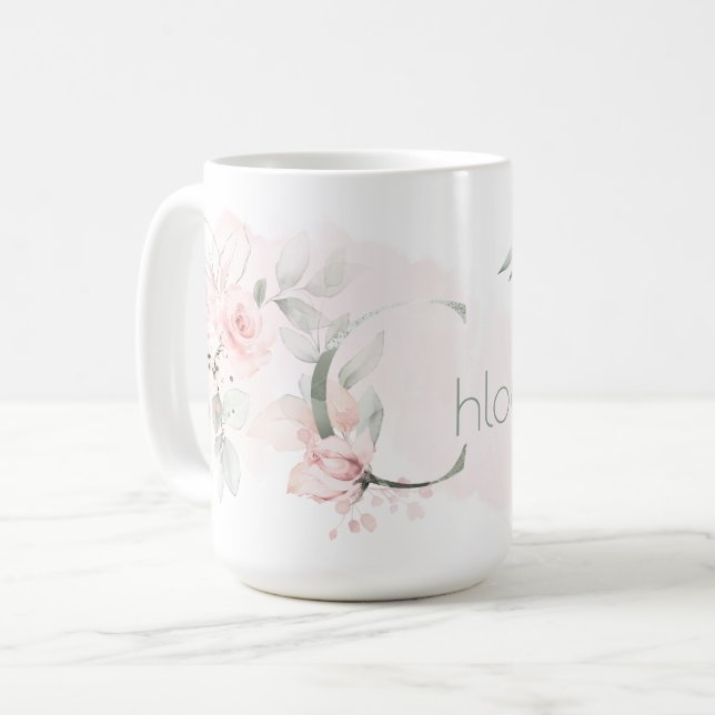 Mug Lettre C Rose rose rose pâle (Devant gauche)