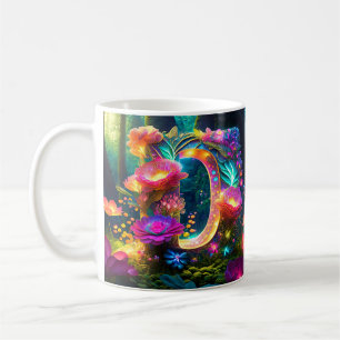 Mug Lettre D florale brillante