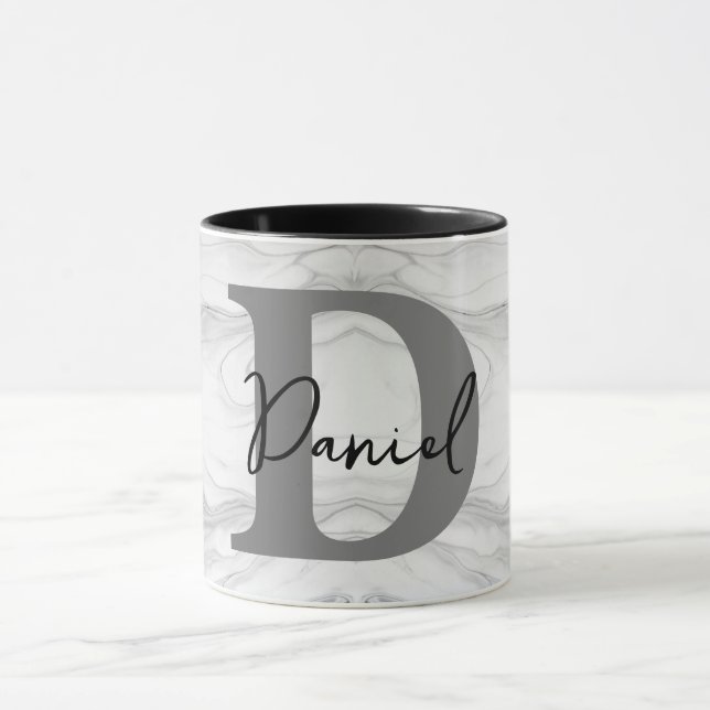 Mug Lettre D Monogramme en Marbre Moderne et Classique (Centre)