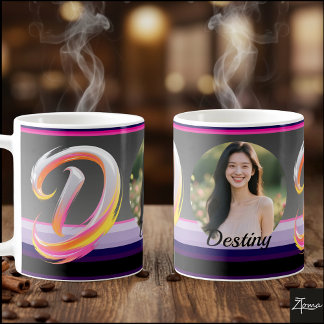 Mug Lettre D Néon Fluide Abstraite Brosse