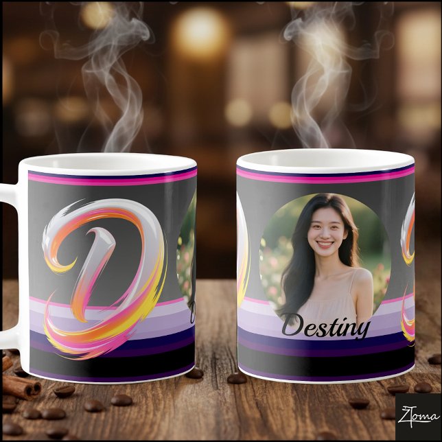 Mug Lettre D Néon Fluide Abstraite Brosse (This is a sample design. There are several models to choose from, with the name and color changed.
)