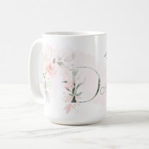 Mug LETTRE D Rose Rose Rose BLANC Délicat