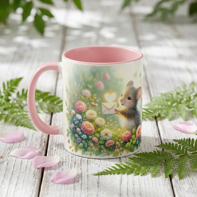 Mug Lettre d'amour de souris de cottage Prairie (Cottage Mouse Love Letter Meadow Mug)