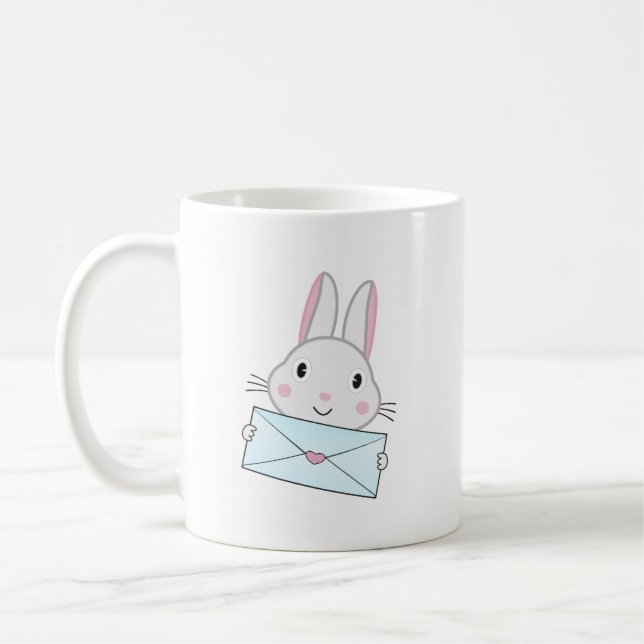 Mug Lettre d'amour mignonne et belle lapin tenant (Gauche)
