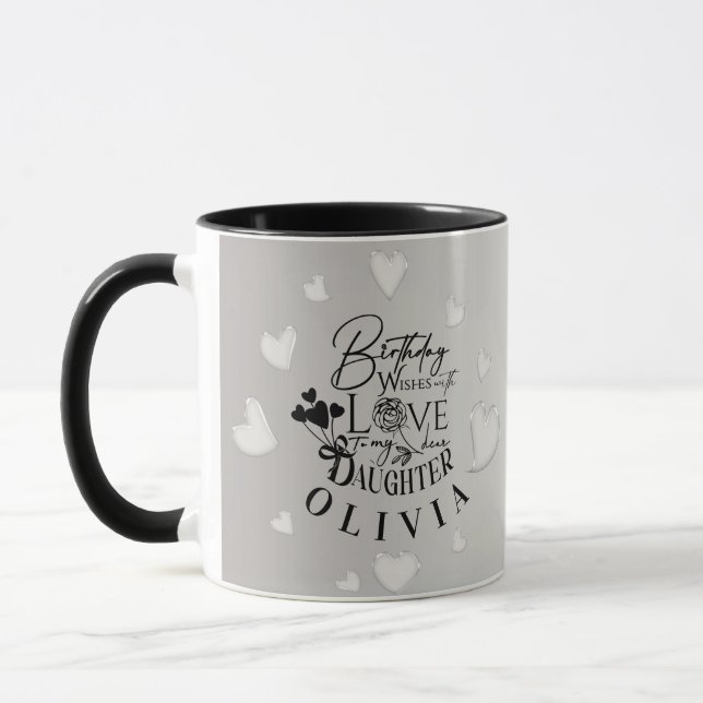 Mug Lettre d'anniversaire minimaliste pour fille (Gauche)