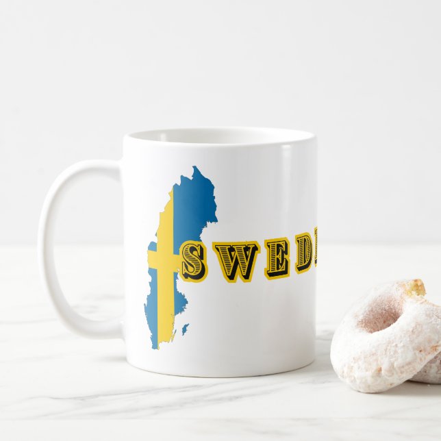 Mug LETTRE D'ART suédois moderne Carte Drapeau Souveni (Avec donut)