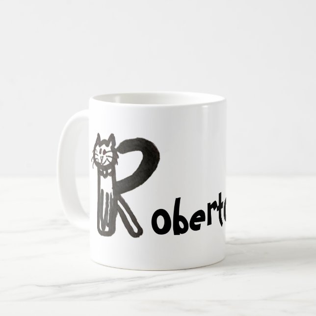 Mug - Lettre de chat R avec nom (Devant gauche)