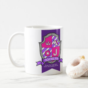 Mug Lettre de Jocelyn J crest nom de licorne rose J si