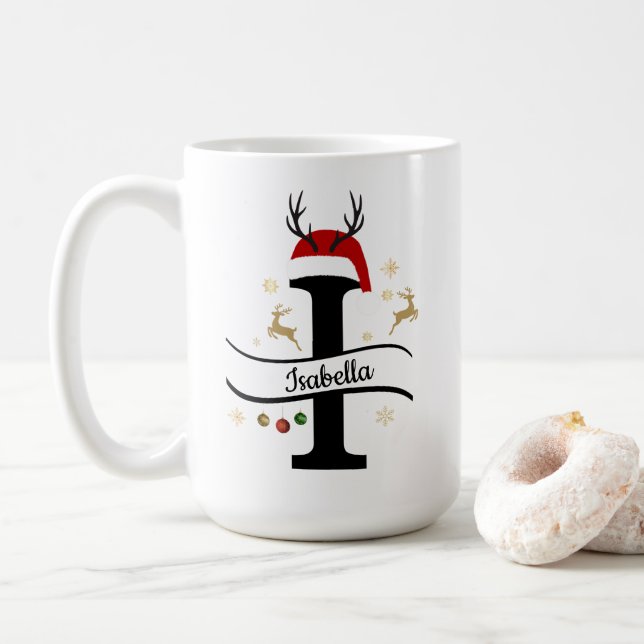 Mug Lettre de l'alphabet I de Noël  (Avec donut)