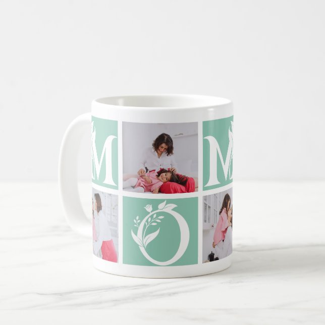 Mug Lettre de maman couleur modifiable florale Fête de (Devant gauche)