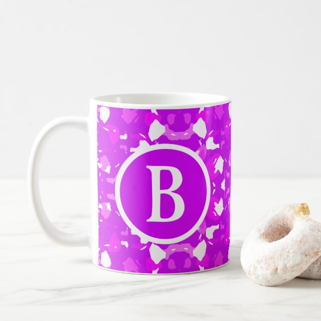 Mug Lettre de marques symétriques rose et blanc (Avec donut)